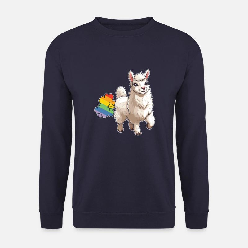 Lama Llama Lustig Regenbogenfurz - Unisex Pullover - Navy