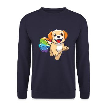 Labrador Witzig Regenbogenfurz - Unisex Pullover - Navy - Vorne - Alina (178cm) & Michal (187cm)