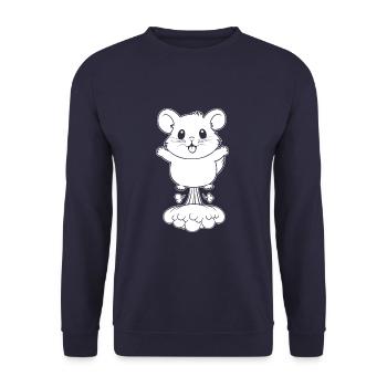 Hamster Goldhamster Regenbogenfurz - Unisex Pullover - Navy - Vorne - Alina (178cm) & Michal (187cm)