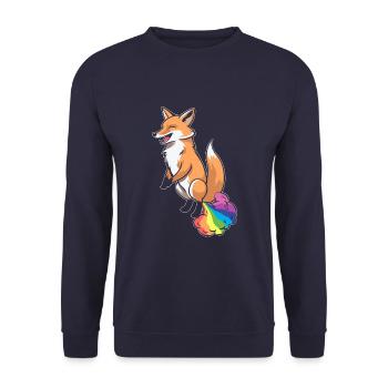 Fox Funny Rainbow Fart - Unisex Sweatshirt - navy - Front - Alina (178cm) & Michal (187cm)