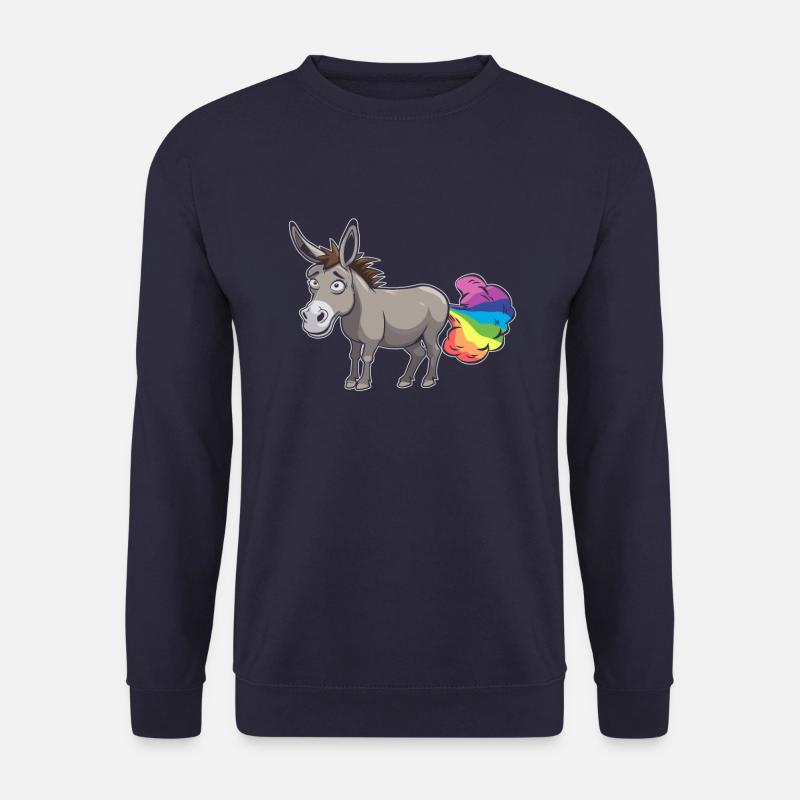 Muli Esel Lustig Regenbogenfurz - Unisex Pullover - Navy