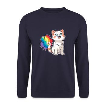 Cat Funny Rainbow Fart - Unisex Sweatshirt - navy - Front - Alina (178cm) & Michal (187cm)