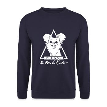 Papillon Funny Just Smile - Unisex Sweatshirt - navy - Front - Alina (178cm) & Michal (187cm)