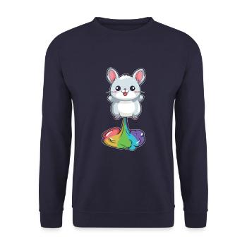 Chinchilla Drôle Arc-en-Ciel Pet - Sweat-shirt Unisexe - marine - Devant - Alina (178cm) & Michal (187cm)