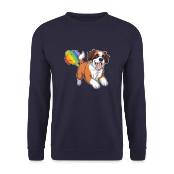 St. Bernard Rainbow Rainbow Fart - Unisex Sweatshirt - navy - Front - Alina (178cm) & Michal (187cm)