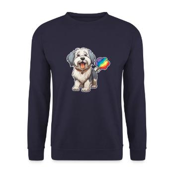 Old English Shepherd Bobtail Cute - Unisex Sweatshirt - navy - Front - Alina (178cm) & Michal (187cm)