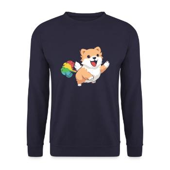 Papillon Witzig Regenbogenfurz - Unisex Pullover - Navy - Vorne - Alina (178cm) & Michal (187cm)