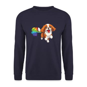 King Charles Cavalier Drôle Arc-en-ciel Pet - Sweat-shirt Unisexe - marine - Devant - Alina (178cm) & Michal (187cm)