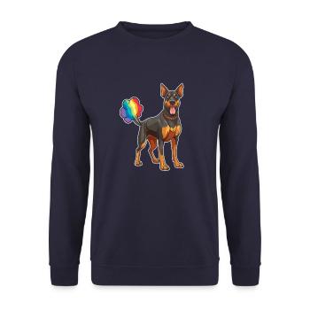 Doberman Cute Rainbow Fart - Unisex Sweatshirt - navy - Front - Alina (178cm) & Michal (187cm)