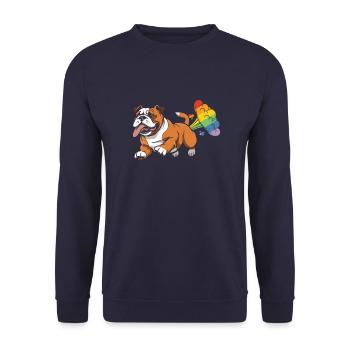 Bulldog Rainbow Rainbow Fart - Unisex Sweatshirt - navy - Front - Alina (178cm) & Michal (187cm)