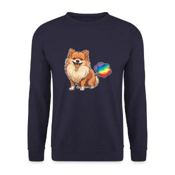 Pomeranian Funny Rainbow Fart - Unisex Sweatshirt - navy - Front - Alina (178cm) & Michal (187cm)