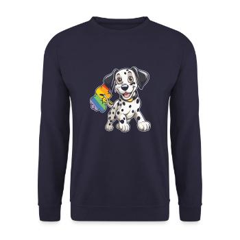 Dalmatian rainbow rainbow fart - Unisex Sweatshirt - navy - Front - Alina (178cm) & Michal (187cm)