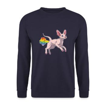 Sphynx Cat Rainbow Rainbow Fart - Unisex Sweatshirt - navy - Front - Alina (178cm) & Michal (187cm)