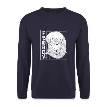 Anime Manga Kawaii Femboy Anime - Unisex Pullover - Navy - Vorne - Alina (178cm) & Michal (187cm)