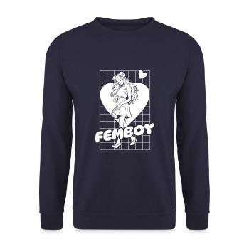 Anime Manga Kawaii Femboy Anime - Unisex Pullover - Navy - Vorne - Alina (178cm) & Michal (187cm)