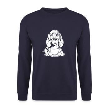 Café pour chien Bassett - Sweat-shirt Unisexe - marine - Devant - Alina (178cm) & Michal (187cm)