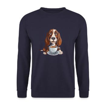Café pour chien Bassett - Sweat-shirt Unisexe - marine - Devant - Alina (178cm) & Michal (187cm)