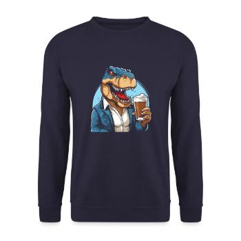 Amateur de bière T Rex - Sweat-shirt Unisexe - marine - Devant - Alina (178cm) & Michal (187cm)