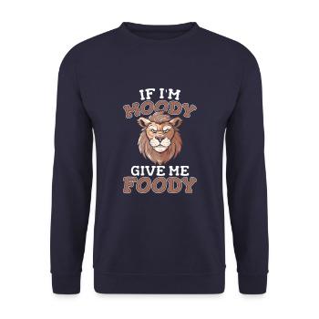 Lion Drôle Si Je Suis De Mauvaise Humeur Donnez-Moi Gourmand - Sweat-shirt Unisexe - marine - Devant - Alina (178cm) & Michal (187cm)