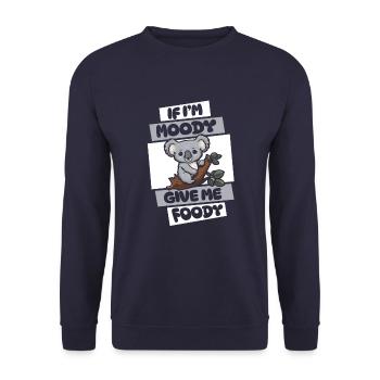 Koala Bear Funny If Im Moody Give Me Foody - Unisex Sweatshirt - navy - Front - Alina (178cm) & Michal (187cm)