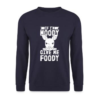 Kangaroo Funny If Im Moody Give Me Foody - Unisex Sweatshirt - navy - Front - Alina (178cm) & Michal (187cm)