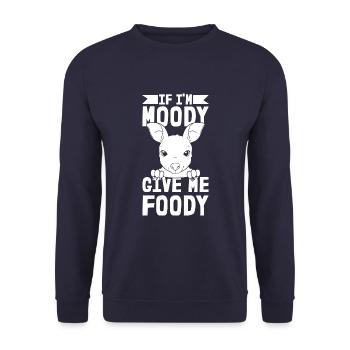 Kangaroo Funny If Im Moody Give Me Foody - Unisex Sweatshirt - navy - Front - Alina (178cm) & Michal (187cm)