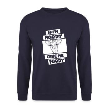 Giraffe Witzig If Im Moody Give Me Foody - Unisex Pullover - Navy - Vorne - Alina (178cm) & Michal (187cm)