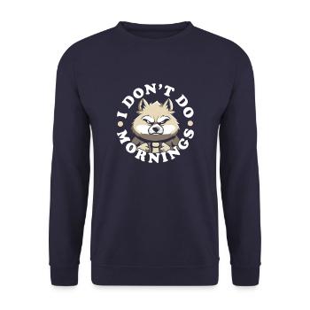 Loup Drôle Je Ne Fais Pas De Matins - Sweat-shirt Unisexe - marine - Devant - Alina (178cm) & Michal (187cm)