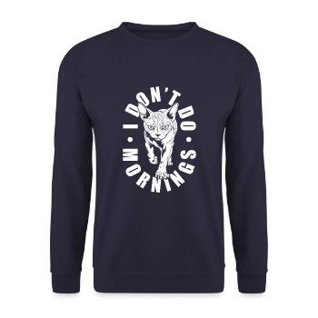 Sphynx Cat Drôle Je Ne Fais Pas De Matins - Sweat-shirt Unisexe - marine - Devant - Alina (178cm) & Michal (187cm)
