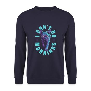 Sphynx Cat Drôle Je Ne Fais Pas De Matins - Sweat-shirt Unisexe - marine - Devant - Alina (178cm) & Michal (187cm)