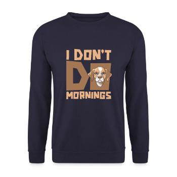 Beagle Lustig I Dont Do Mornings - Unisex Pullover - Navy - Vorne - Alina (178cm) & Michal (187cm)