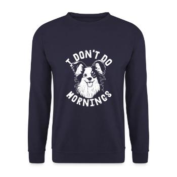 Papillon Lustig I Dont Do Mornings - Unisex Pullover - Navy - Vorne - Alina (178cm) & Michal (187cm)