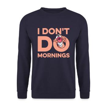 King Charles Cavalier Drôle Je Ne Fais Pas De Matins - Sweat-shirt Unisexe - marine - Devant - Alina (178cm) & Michal (187cm)