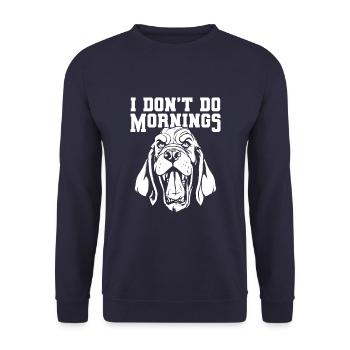 Bassett Chien Drôle Je Ne Fais Pas De Matins - Sweat-shirt Unisexe - marine - Devant - Alina (178cm) & Michal (187cm)