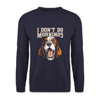 Bassett Chien Drôle Je Ne Fais Pas De Matins - Sweat-shirt Unisexe - marine - Devant - Alina (178cm) & Michal (187cm)