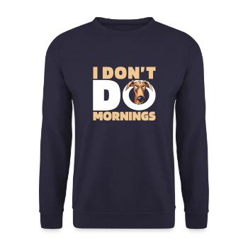 Greyhound Greyhound Drôle Je Ne Fais Pas De Matins - Sweat-shirt Unisexe - marine - Devant - Alina (178cm) & Michal (187cm)