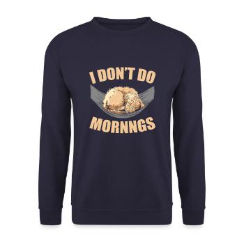 Golden Doodle Drôle Je Ne Fais Pas De Matins - Sweat-shirt Unisexe - marine - Devant - Alina (178cm) & Michal (187cm)