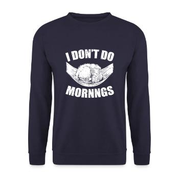 Golden Doodle Lustig I Dont Do Mornings - Unisex Pullover - Navy - Vorne - Alina (178cm) & Michal (187cm)