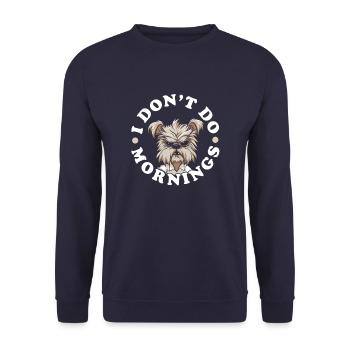 Yorkshire Terrier Drôle Je Ne Fais Pas De Matins - Sweat-shirt Unisexe - marine - Devant - Alina (178cm) & Michal (187cm)
