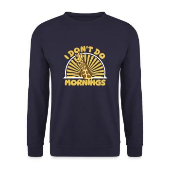 Giraffe Funny I Don't Do Mornings - Unisex Sweatshirt - navy - Front - Alina (178cm) & Michal (187cm)