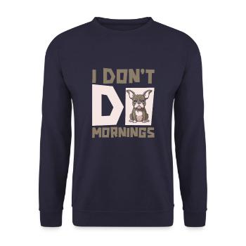 Bouledogue français drôle je ne fais pas les matins - Sweat-shirt Unisexe - marine - Devant - Alina (178cm) & Michal (187cm)
