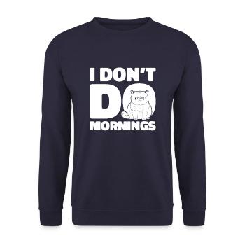 Cat Drôle Je Ne Fais Pas De Matins - Sweat-shirt Unisexe - marine - Devant - Alina (178cm) & Michal (187cm)