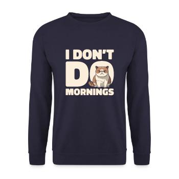 Cat Drôle Je Ne Fais Pas De Matins - Sweat-shirt Unisexe - marine - Devant - Alina (178cm) & Michal (187cm)