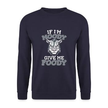 Zebra Funny If Im Moody Give Me Foody - Unisex Sweatshirt - navy - Front - Alina (178cm) & Michal (187cm)