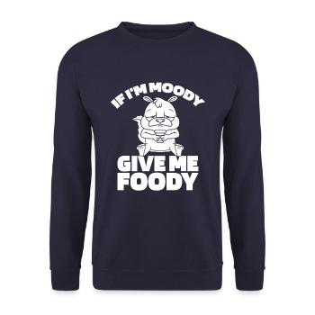 Eichhörnchen Witzig If Im Moody Give Me Foody - Unisex Pullover - Navy - Vorne - Alina (178cm) & Michal (187cm)