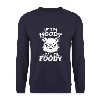 Roter Panda Lustig If Im Moody Give Me Foody - Unisex Pullover - Navy - Vorne - Alina (178cm) & Michal (187cm)