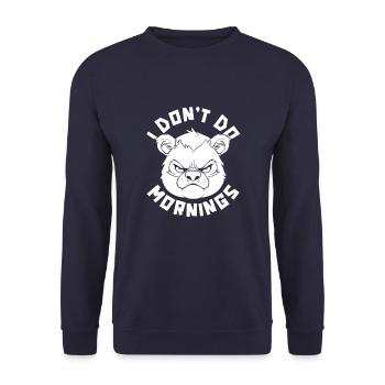 Großer Panda Pandabär Lustig I Dont Do Mornings - Unisex Pullover - Navy - Vorne - Alina (178cm) & Michal (187cm)