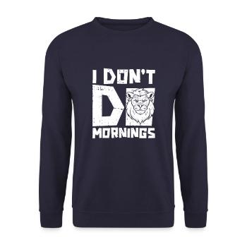 Lion Drôle Je ne fais pas les matins - Sweat-shirt Unisexe - marine - Devant - Alina (178cm) & Michal (187cm)