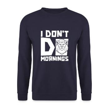 Lion Drôle Je ne fais pas les matins - Sweat-shirt Unisexe - marine - Devant - Alina (178cm) & Michal (187cm)