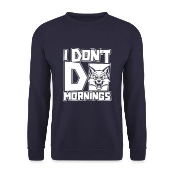 Fuchs Lustig I Dont Do Mornings - Unisex Pullover - Navy - Vorne - Alina (178cm) & Michal (187cm)
